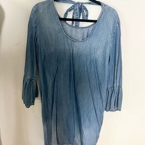 Cloth and Stone mini dress with tie detail and ruffle sleeve